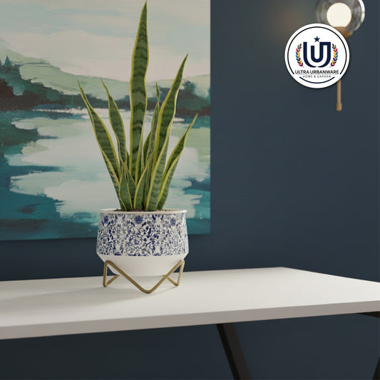 Blue Pottery Decorative Metal Planter Pot