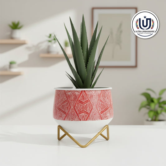 Decorative Aipan Delight Metal Planter Pot