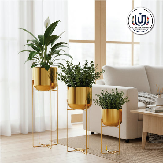 Elevated Metal Glossy Finish Planters (Set of 3)