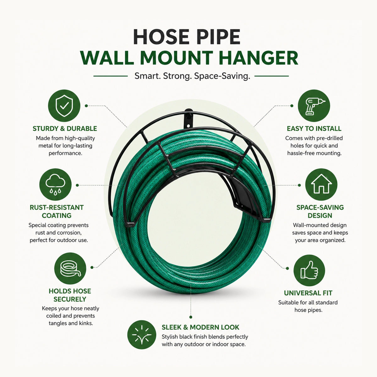 Garkit Wall Mount Garden Hose Hanger (Black)