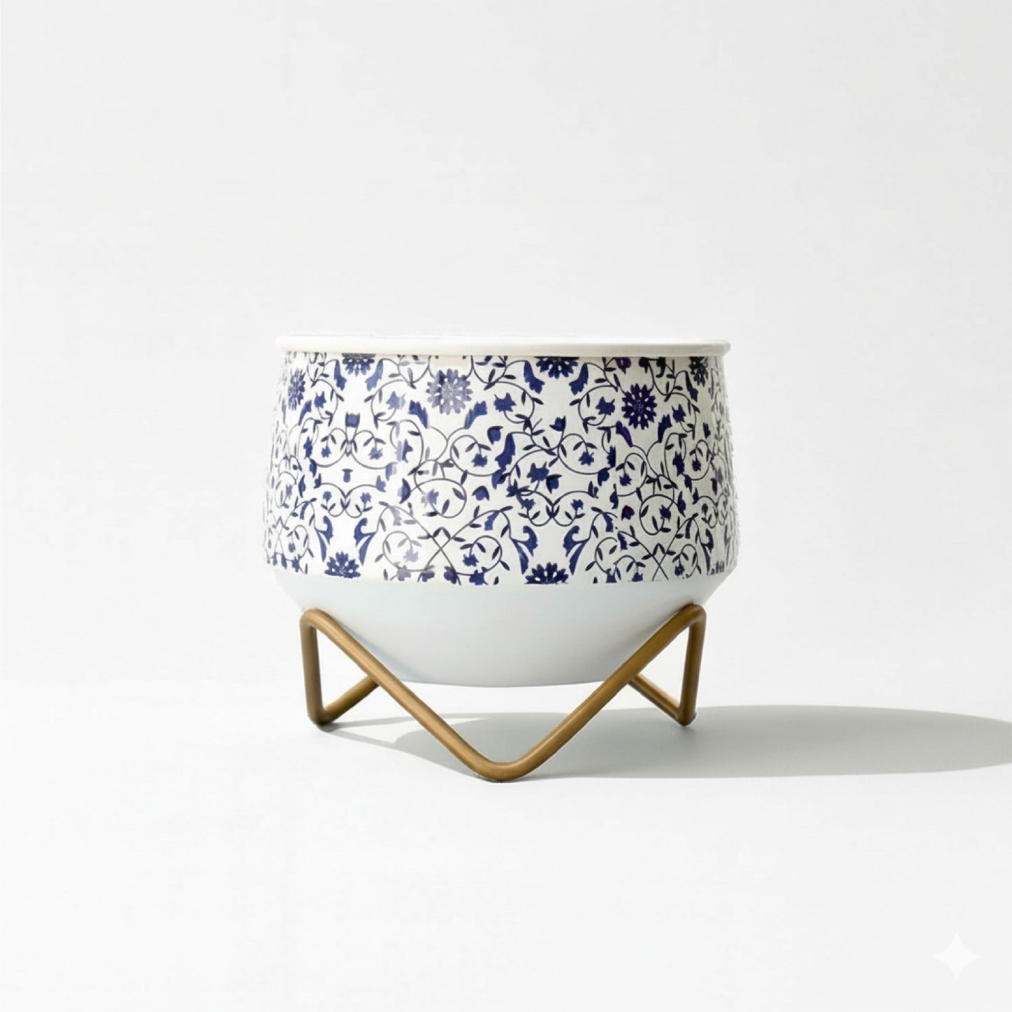 Blue Pottery Decorative Metal Planter Pot