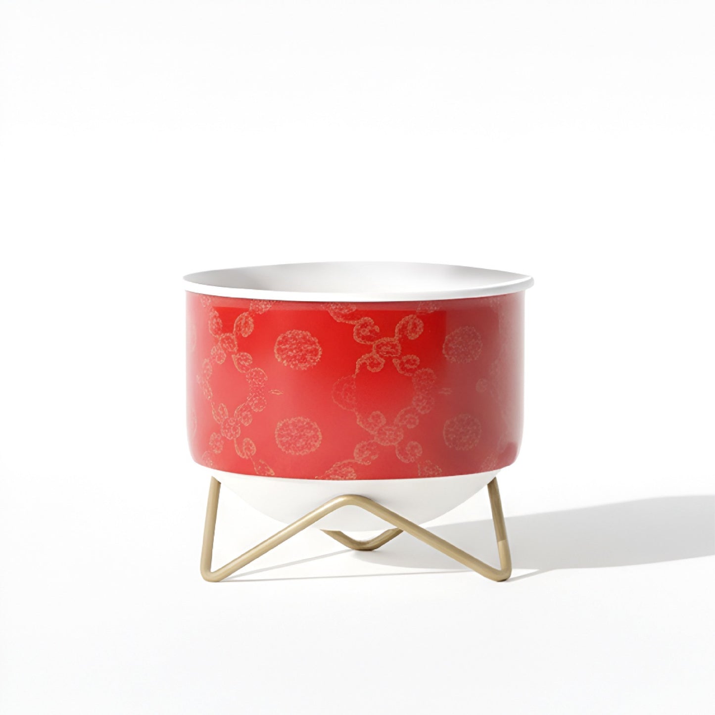 Red Pattern Decorative Metal Planter Pot