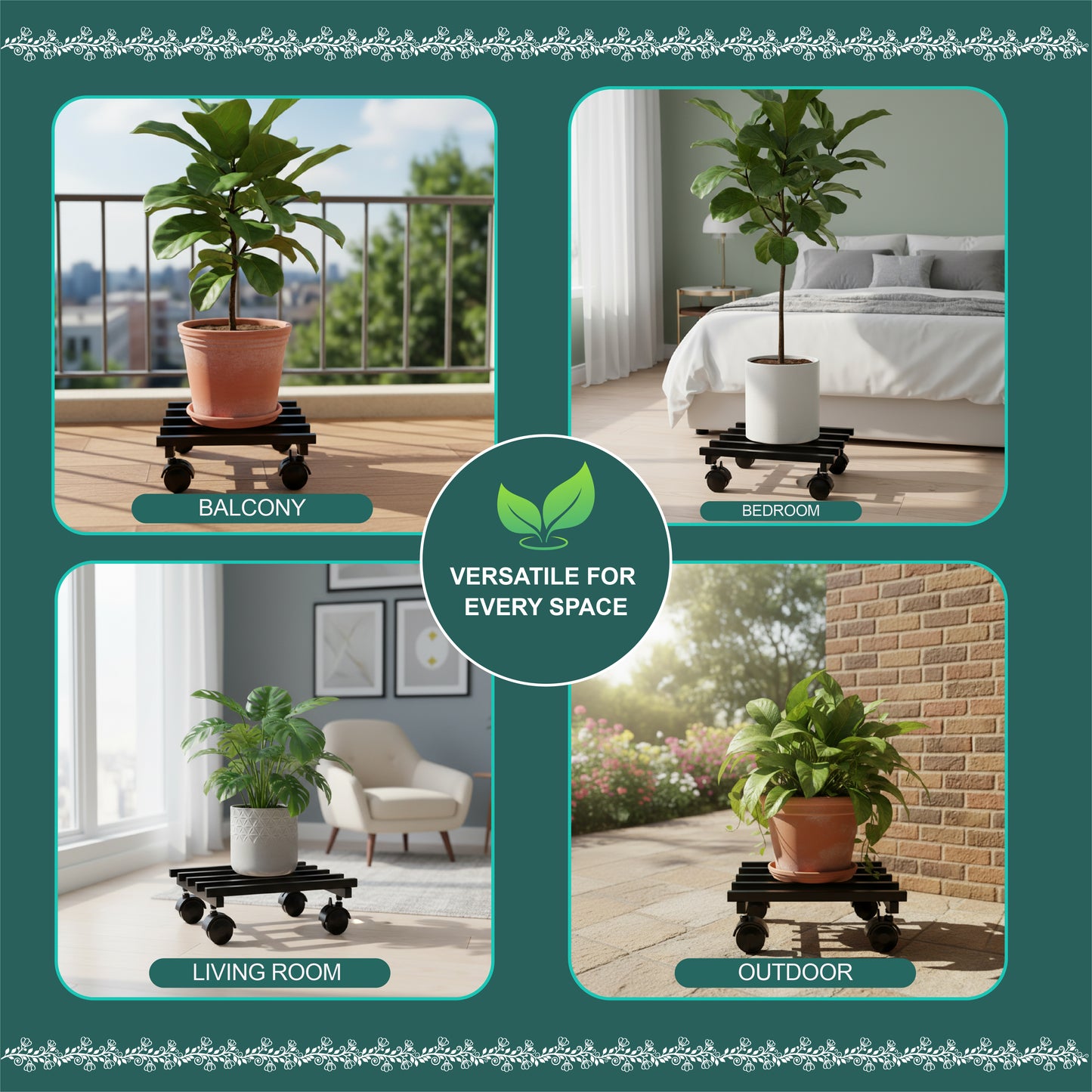 Garkit Square Caddy with Wheel Rolling Plant Stand (Set of 2)