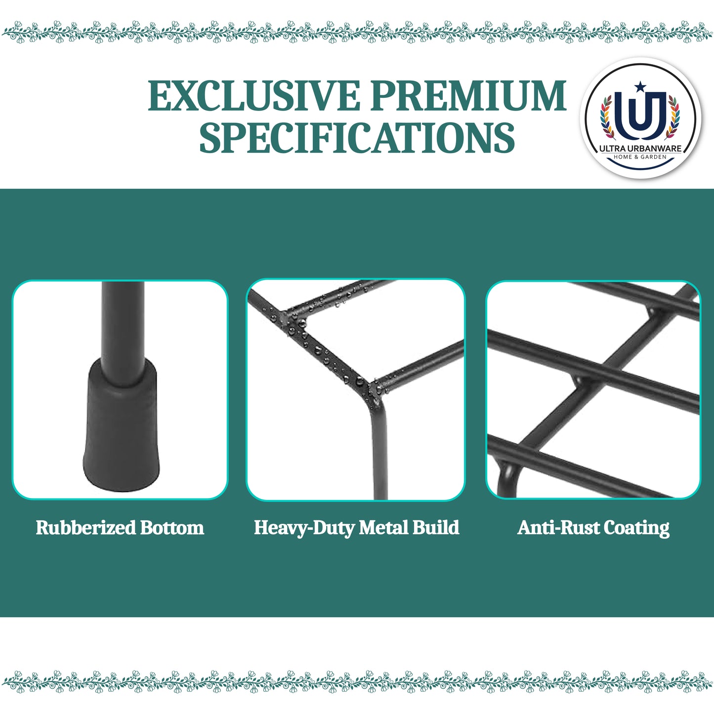 Garkit Premium Rectangular Metal Planter Pot Stand For Indoor/Outdoor/Garden