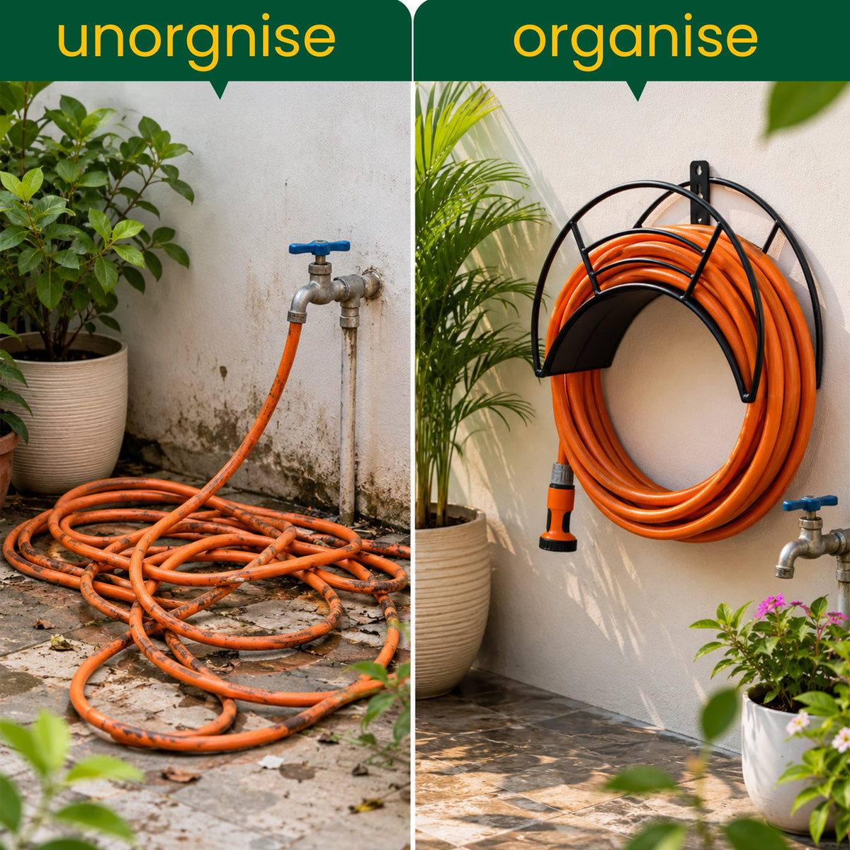 Garkit Wall Mount Garden Hose Hanger (Black)