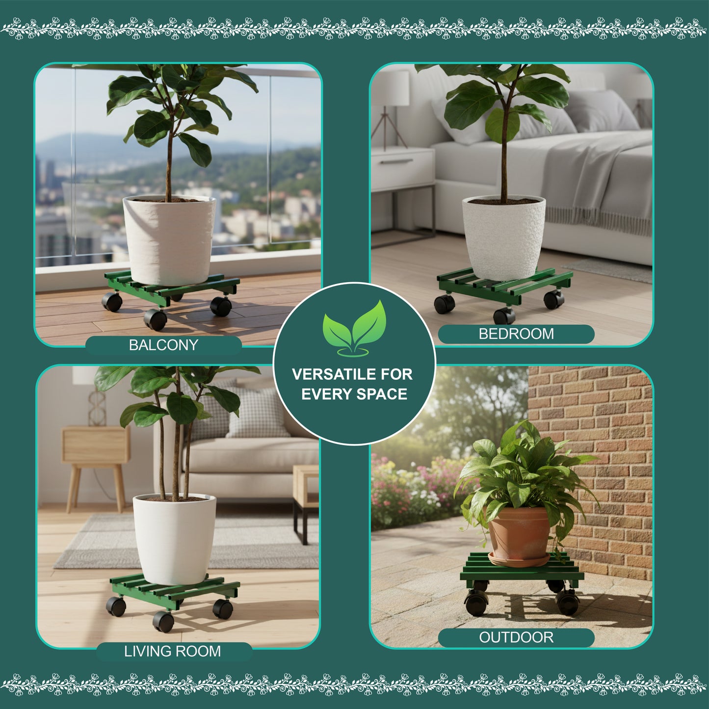 Garkit Square Caddy with Wheel Rolling Plant Stand (Set of 2)