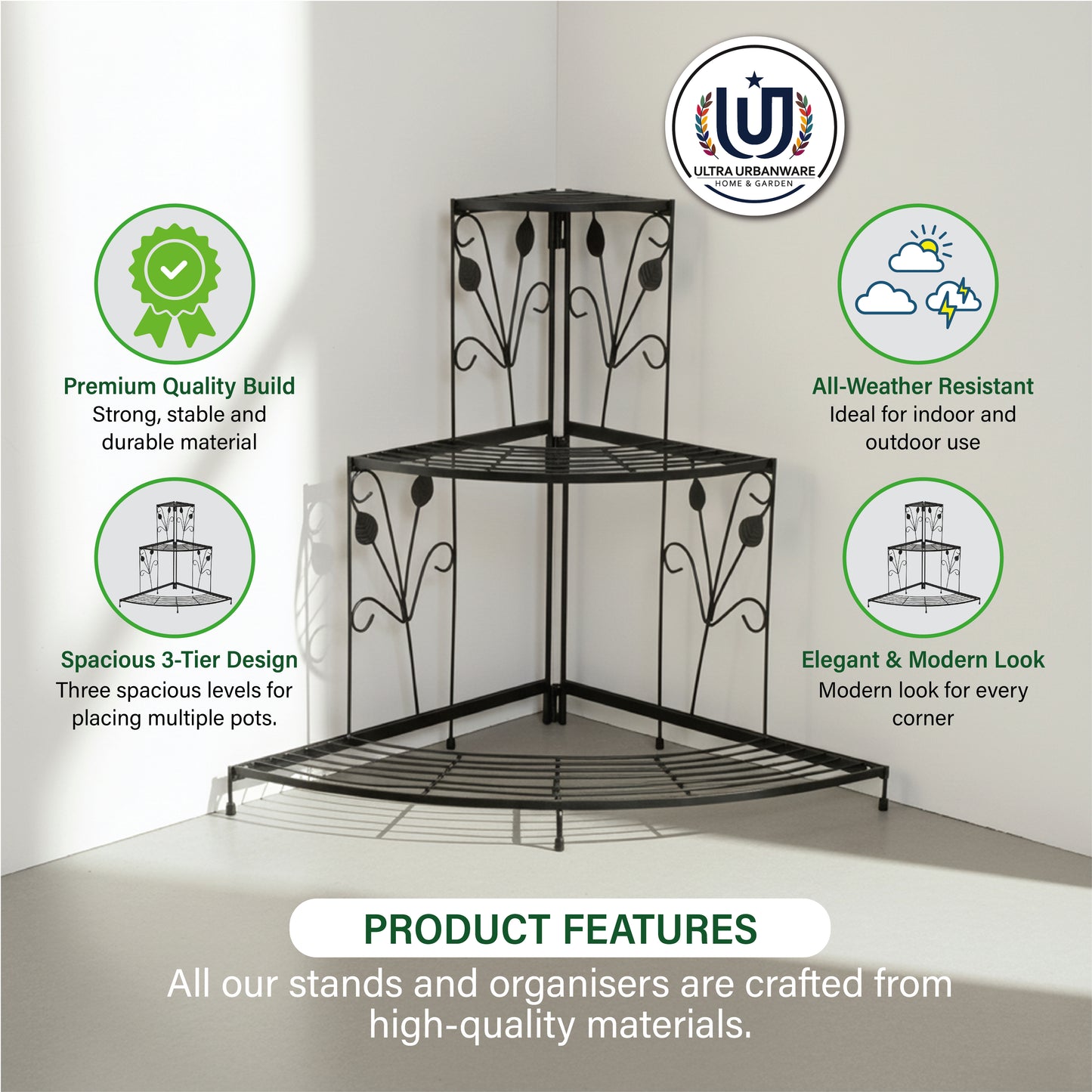 Garkit Corner 3Tier Metal Stand for Urban Compact Spaces