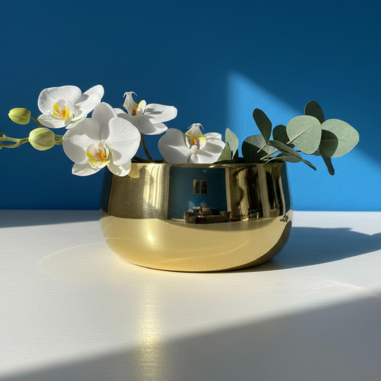 Metallic Miniature Metal Brass Planter Pot