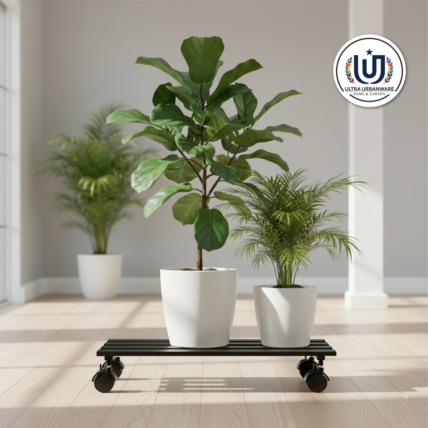 Garkit Rectangular Caddy with Wheel Rolling Plant Stand (Set of 2)