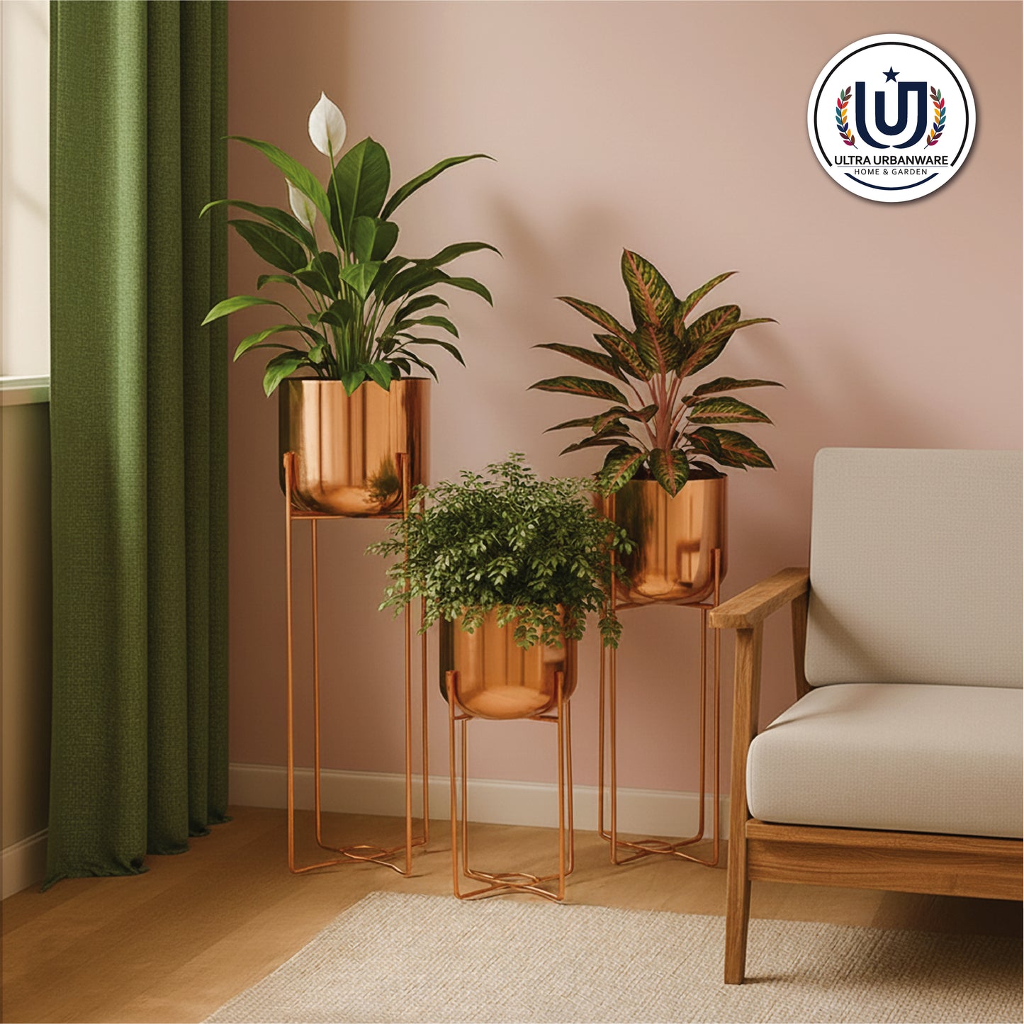 Elevated Metal Glossy Finish Planters (Set of 3)