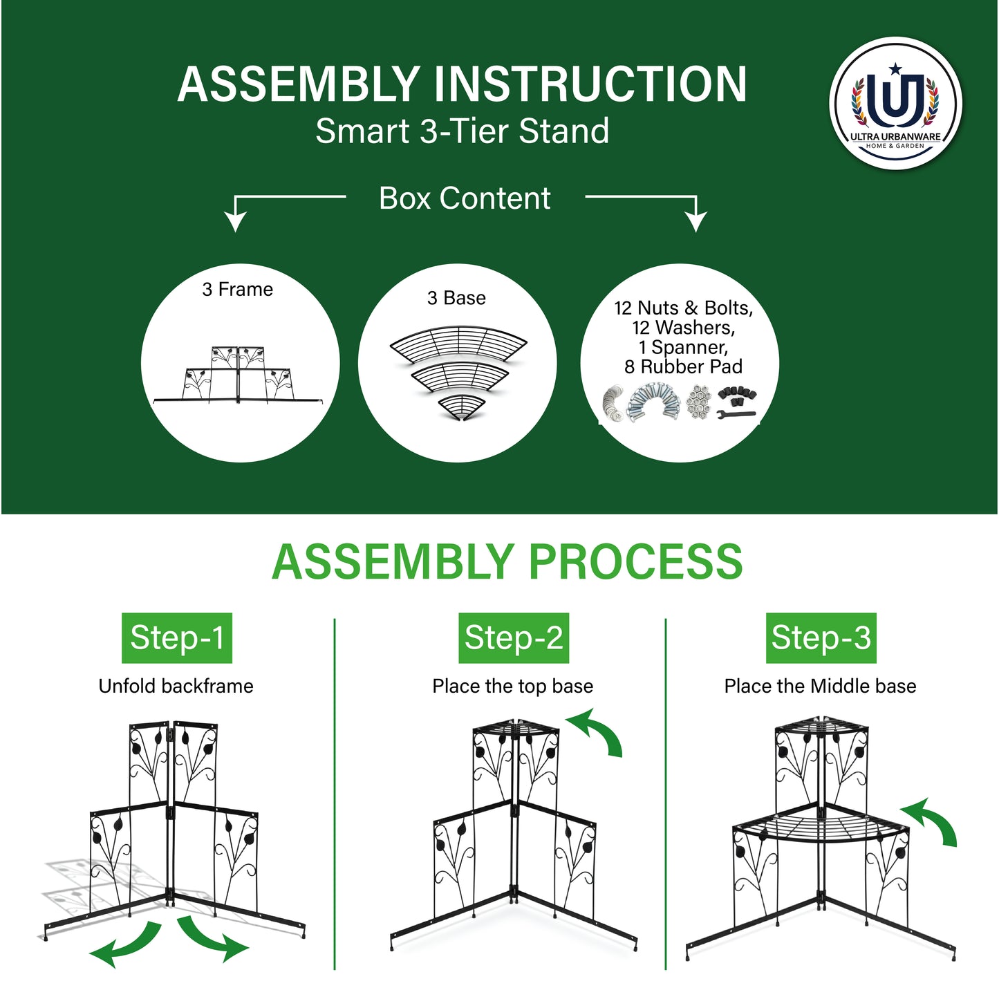 Garkit Corner 3Tier Metal Stand for Urban Compact Spaces