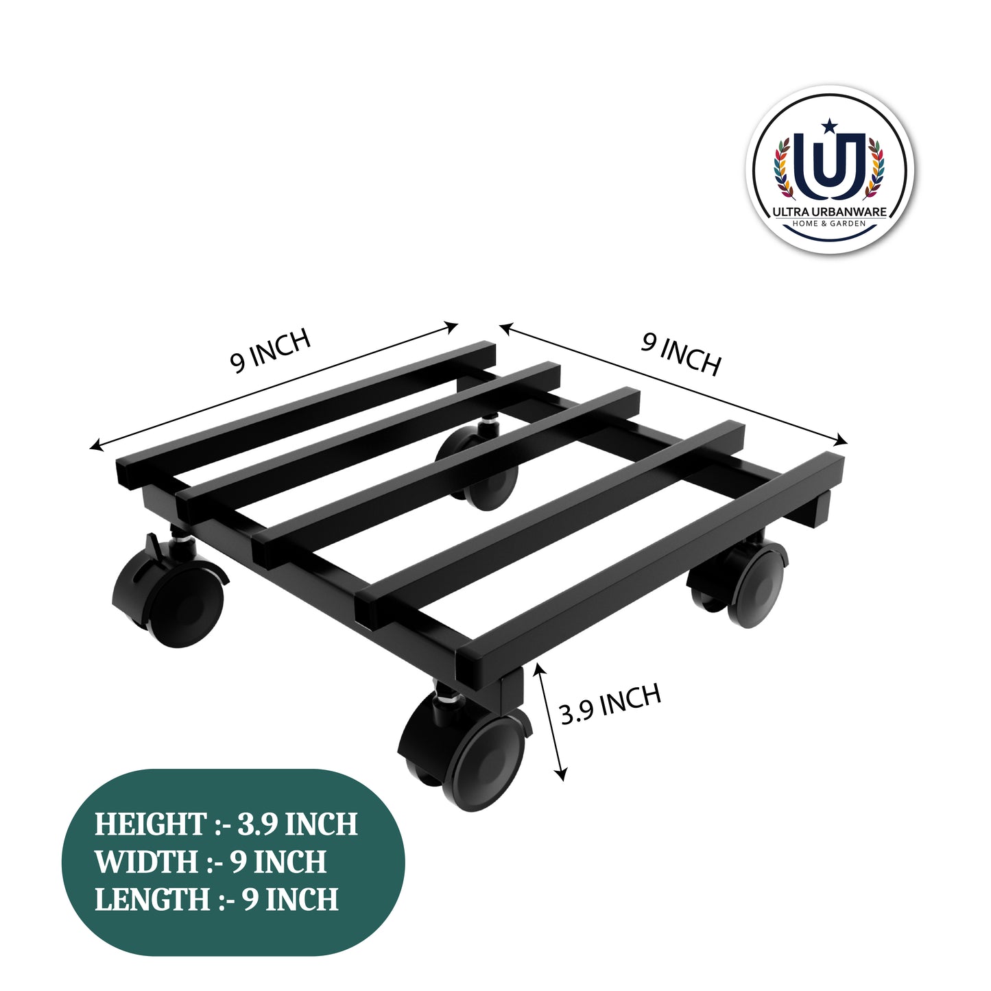 Garkit Square Caddy with Wheel Rolling Plant Stand (Set of 2)