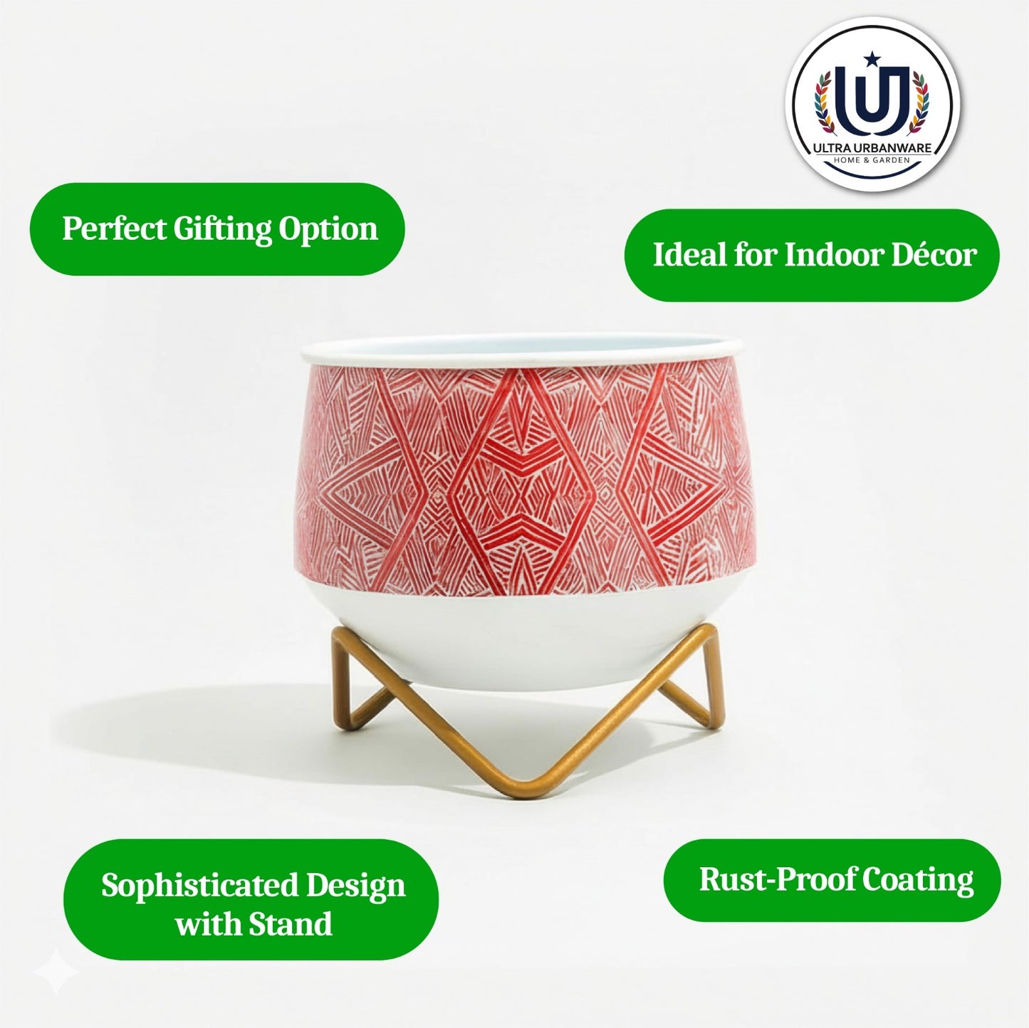 Decorative Aipan Delight Metal Planter Pot
