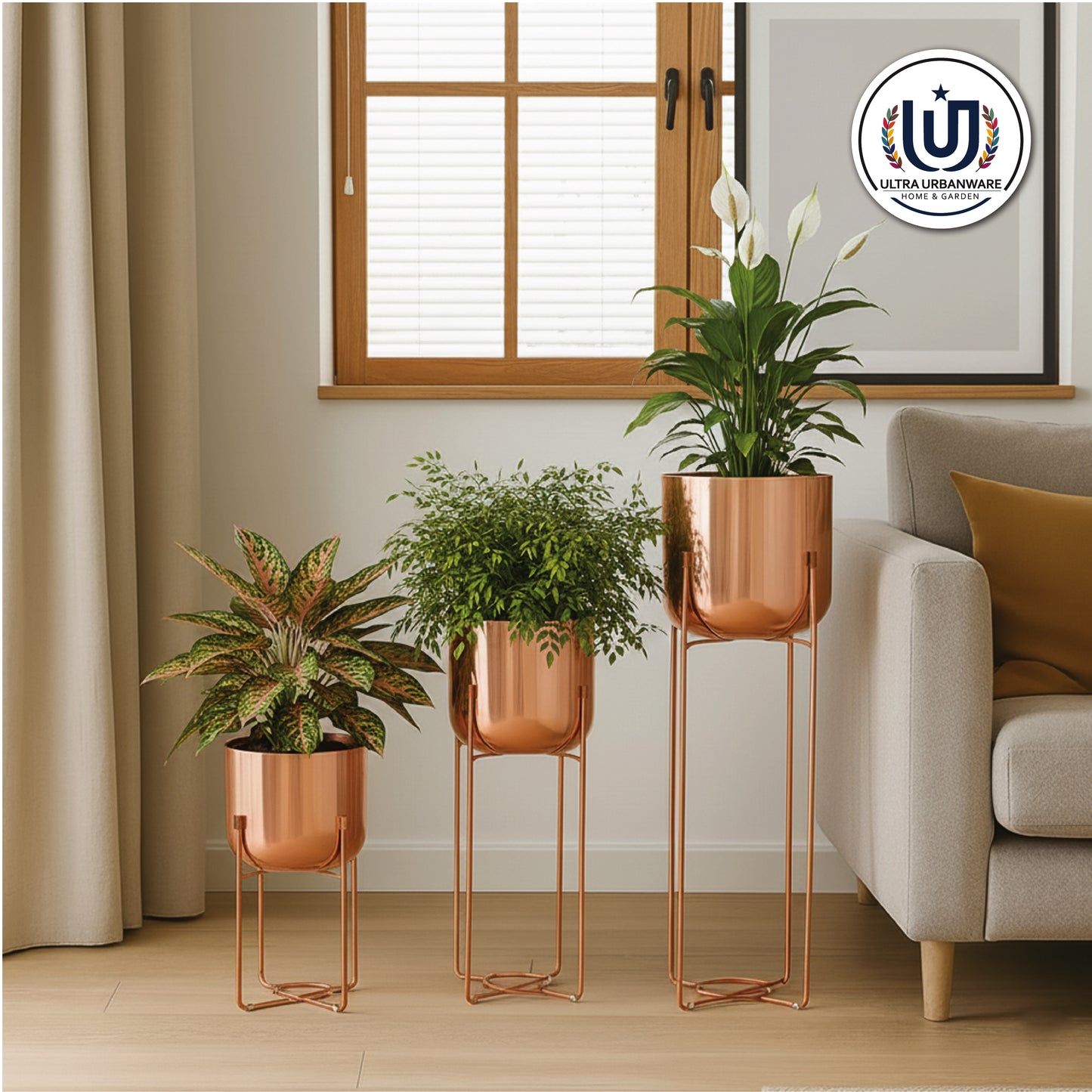 Elevated Metal Glossy Finish Planters (Set of 3)