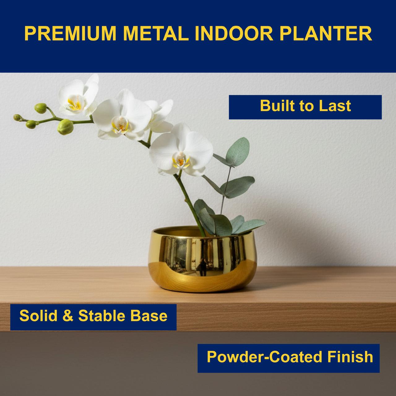 Metallic Miniature Metal Brass Planter Pot