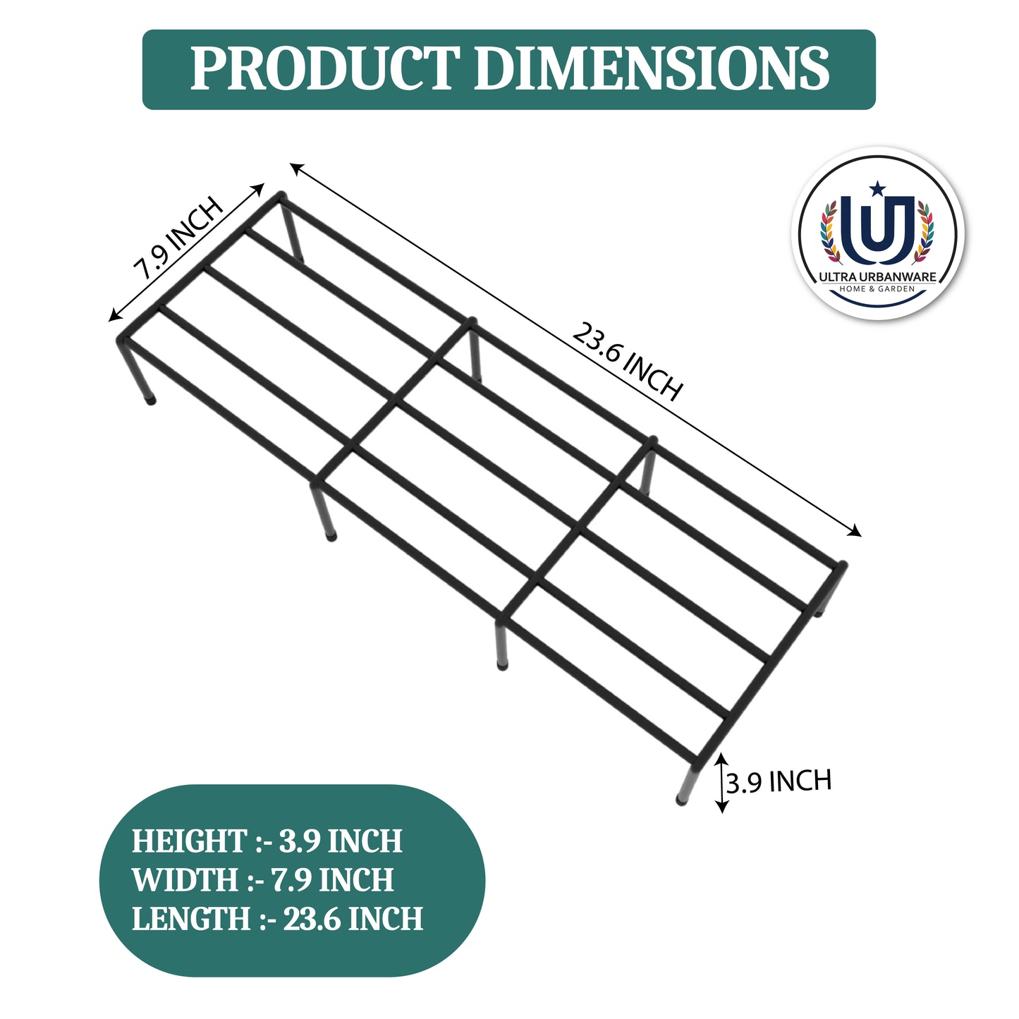 Garkit Premium Rectangular Metal Planter Pot Stand For Indoor/Outdoor/Garden
